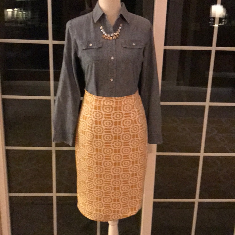Mikarose yellow geo pencil skirt
